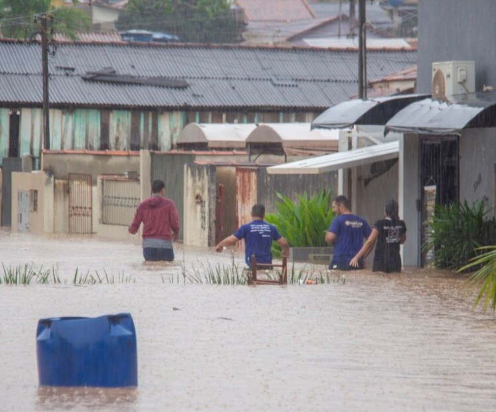 Água de enchentes cobrem as ruas de Cacoal (RO)  — Foto: Prefeitura de Cacoal/Reprodução