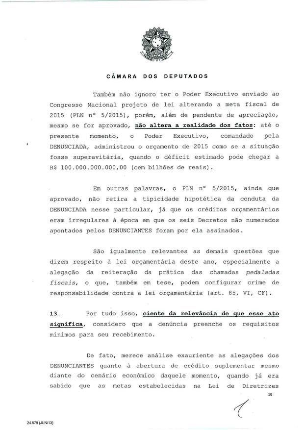 19 - Leia íntegra da decisão de Cunha que abriu processo de impeachment (Foto: Reprodução)
