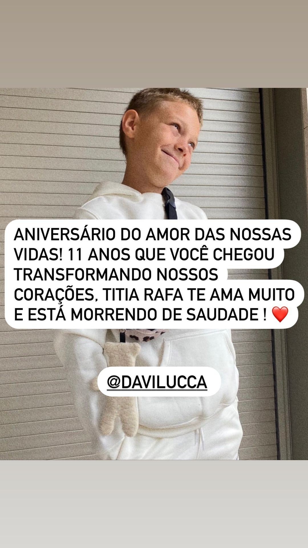 Rafaella Santos deixa mensagem carinhosa para Davi Lucca nas redes no aniversário de 11 anos do sobrinho, filho de Neymar Jr. (Foto: Reprodução/Instagram)