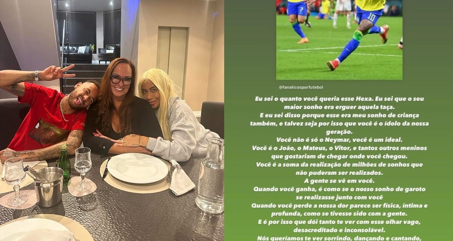 Nadine Santos, mãe de Neymar, envia mensagem de apoio após derrota da seleção