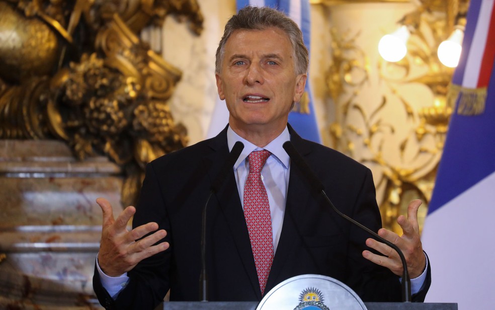 O presidente da Argentina, Mauricio Macri, durante entrevista em Buenos Aires, no fim do ano passado — Foto: Ludovic Marin/AFP