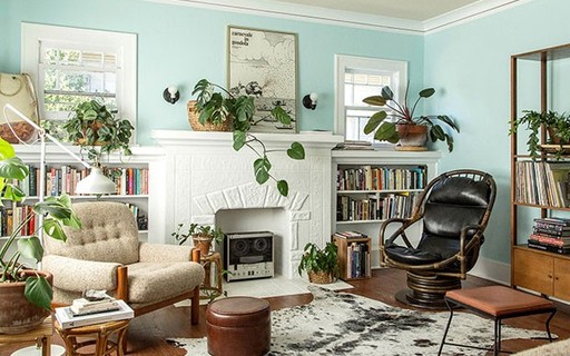 Décor do dia: sala de estar com verde menta e texturas naturais - Casa