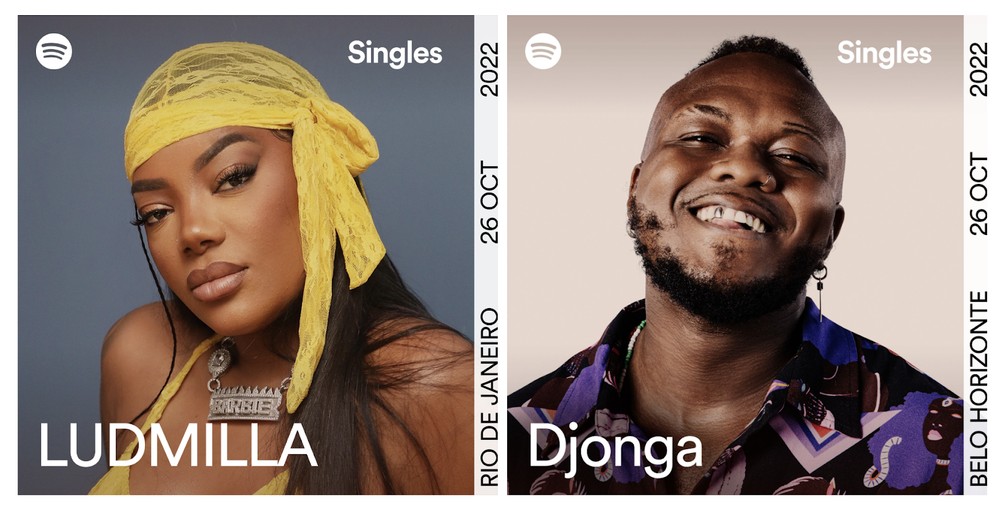 Capas dos singles gravados por Ludmilla e Djonga para a série 'Atemporais' — Foto: Divulgação