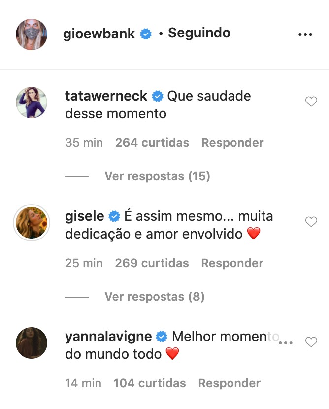 Gio Ewbank recebe o carinho de famosos (Foto: Reprodução/Instagram)