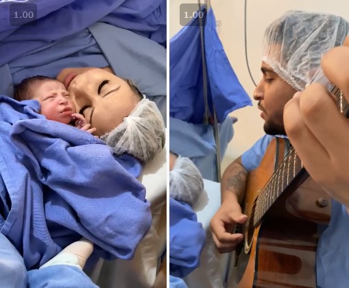 Israel cantou durante nascimento do filho, Teodoro (Foto: Bruna Costa/@brunacostafotografias)
