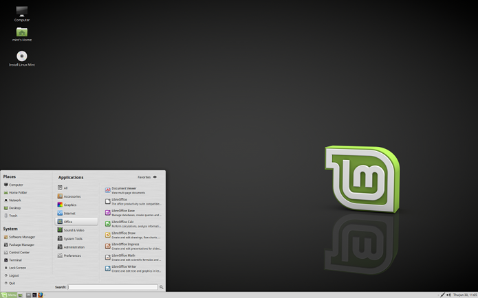 Linux Mint oferece um layout semelhante ao Windows (Foto: Divulgação/Linux Mint)