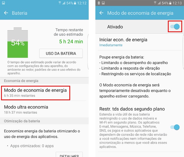Ative a economia de energia no Galaxy S7 (Foto: Reprodução/Aline Batista)