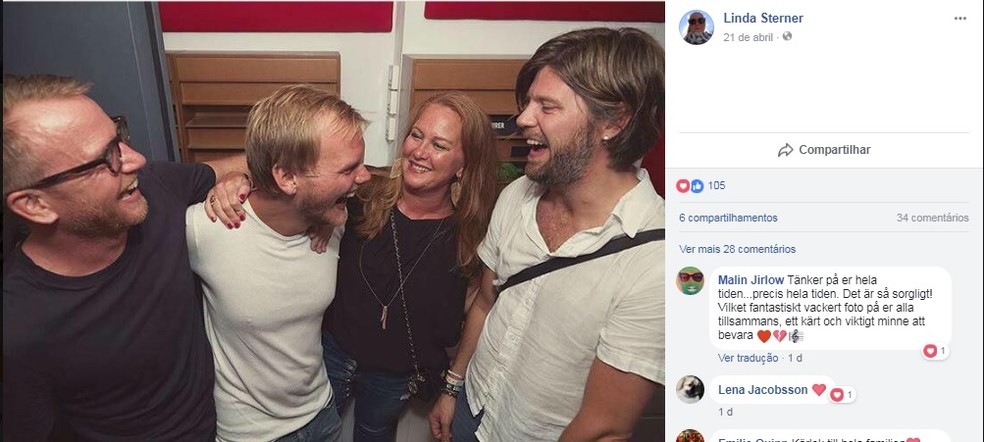 Linda Sterner, irmã de Avicii, muda foto de apresentação no Facebook e insere uma em homenagem ao DJ (Foto: Reprodução/Facebook)