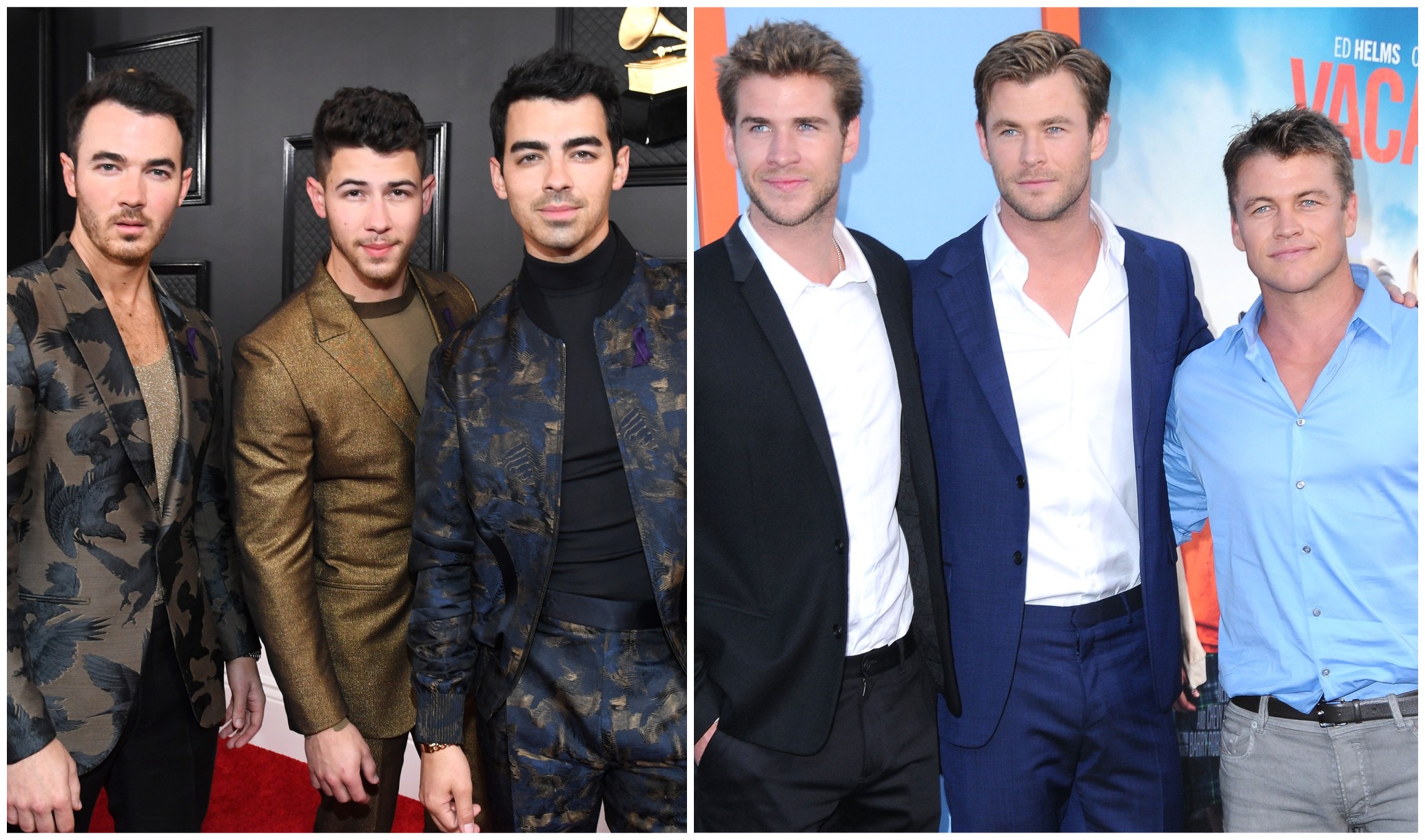Kevin Jonas, Nick Jonas e Joe Jonas X Liam Hemsworth, Chris Hemsworth e Luke Hemsworth (Foto: Getty Images)