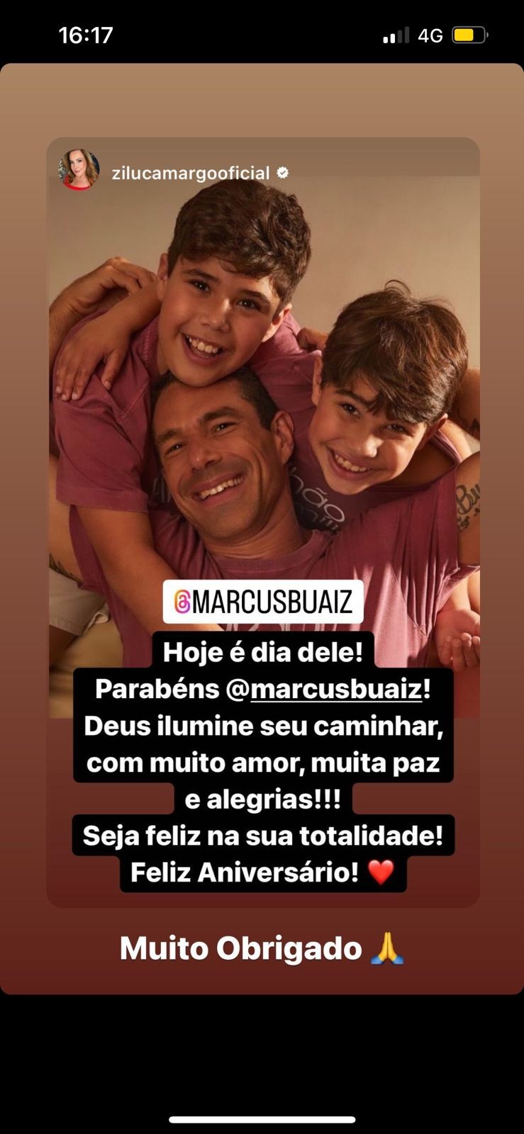 Marcus Buaiz curte aniversário com os filhos e recebe homenagens de Zilu Godoi, Gracielle Lacerda e Camilla Camargo, família de Wanessa (Foto: Reprodução/Instagram)