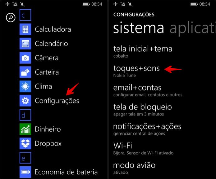 Acesse as configurações do Windows Phone (Foto: Reprodução/Helito Bijora) 