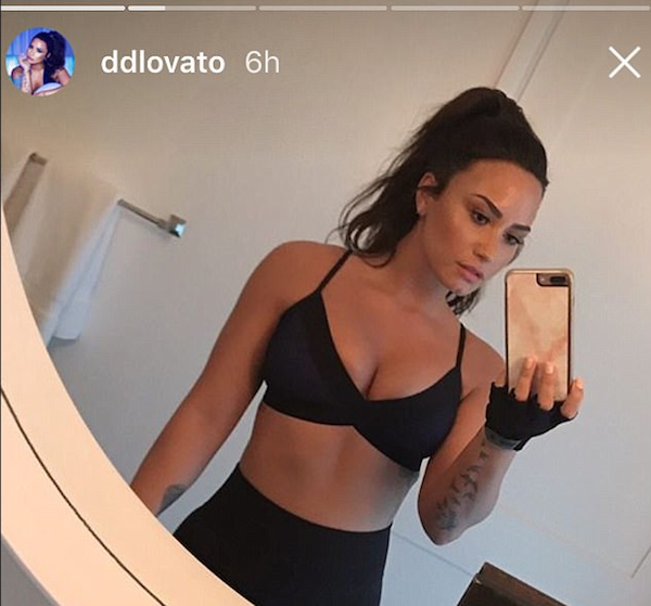 A cantora Demi Lovato após um treino (Foto: Instagram)