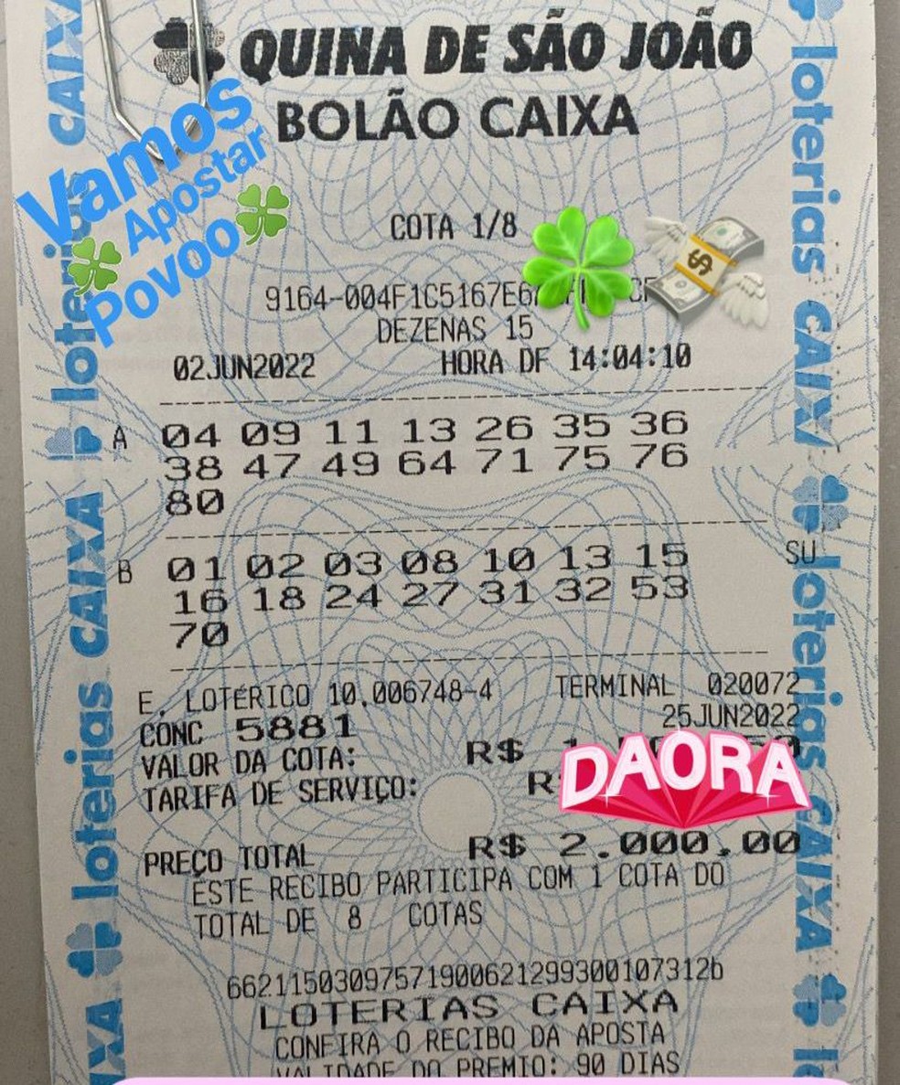 Quina de São João: funcionários de lotérica vendem todas as cotas de bolão premiado e ficam fora de prêmio de R$ 17,8 milhões