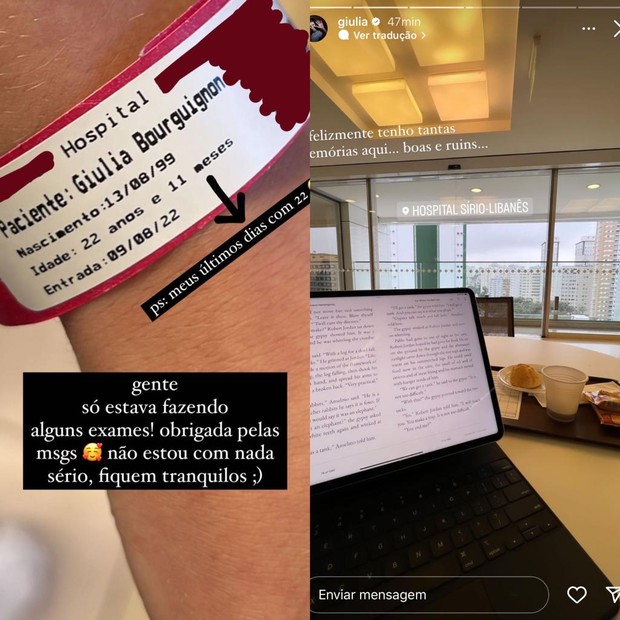 Giulia Be é hospitalizada para exames (Foto: Reprodução/Instagram)