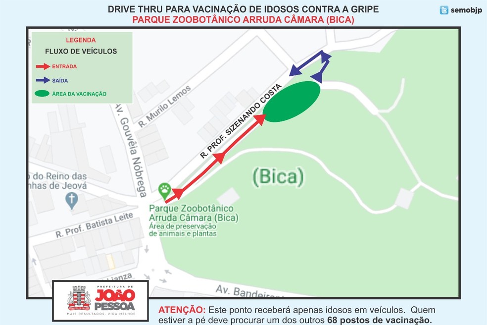 Vacina drive thru na Bica, em João Pessoa — Foto: Secom-JP/Divulgação