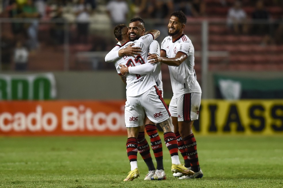 Everton Cebolinha, Fabr&iacute;cio Bruno e Pablo estiveram em alto n&iacute;vel durante Am&eacute;rica-MG x Flamengo &mdash; Foto: Marcelo Cortes/Flamengo