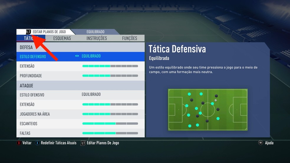 Selecione Editar Planos de Jogo para criar novas formações em FIFA 19 — Foto: Reprodução/Murilo Molina