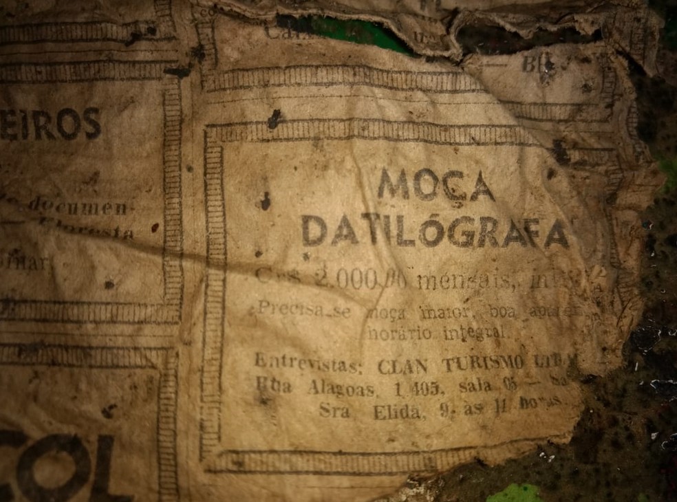 Anúncio dos anos 70 procura por moça de boa aparência que saiba datilografia — Foto: Vanúzia Amaral/Arquivo pessoal