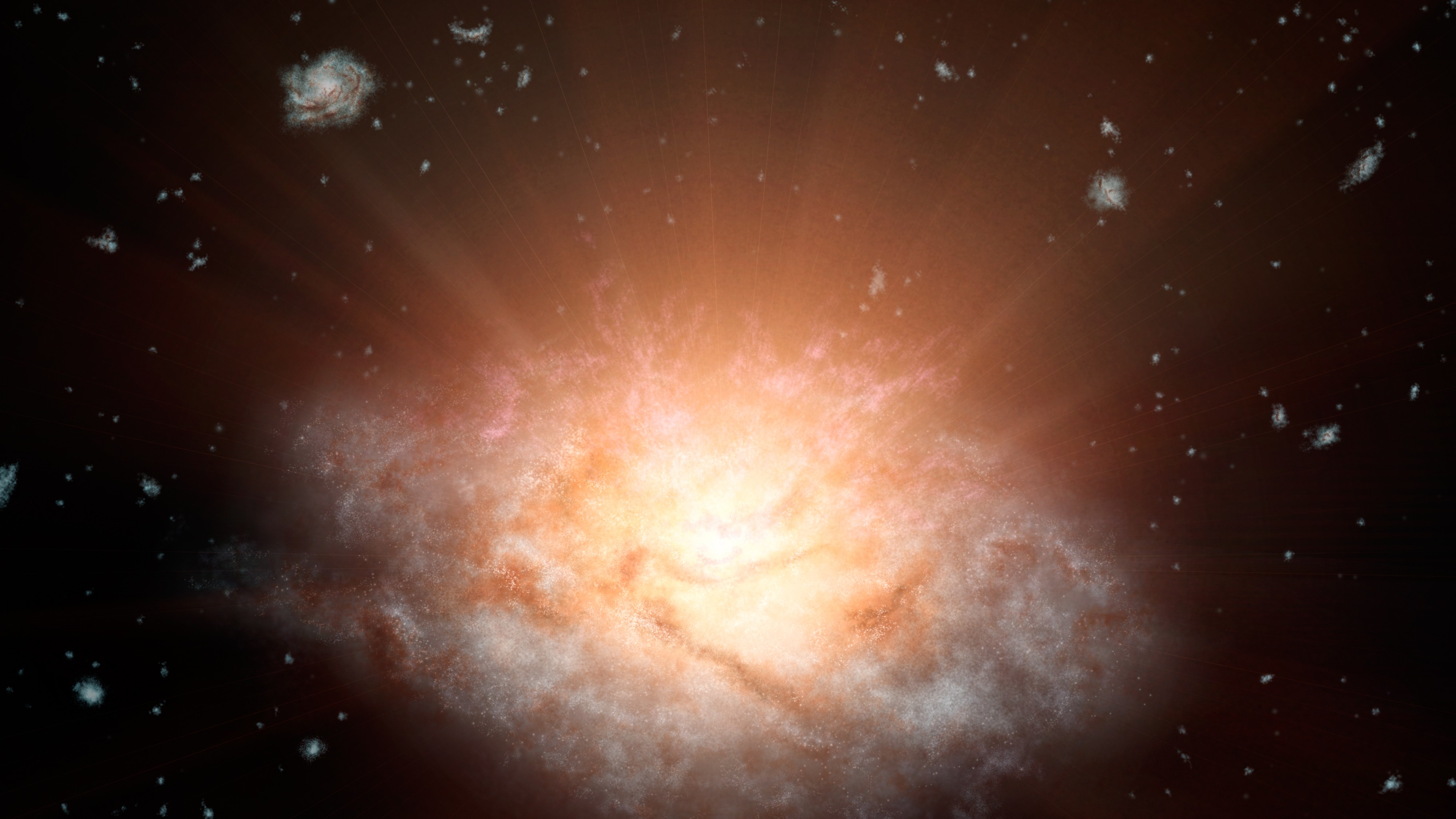 Concepção artística da galáxia WISE J224607.57-052635.0, a mais brilhante já descoberta (Foto: NASA)