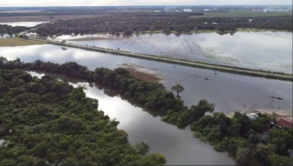 Áreas rurais da cidade ficaram debaixo d'água — Foto: Reprodução