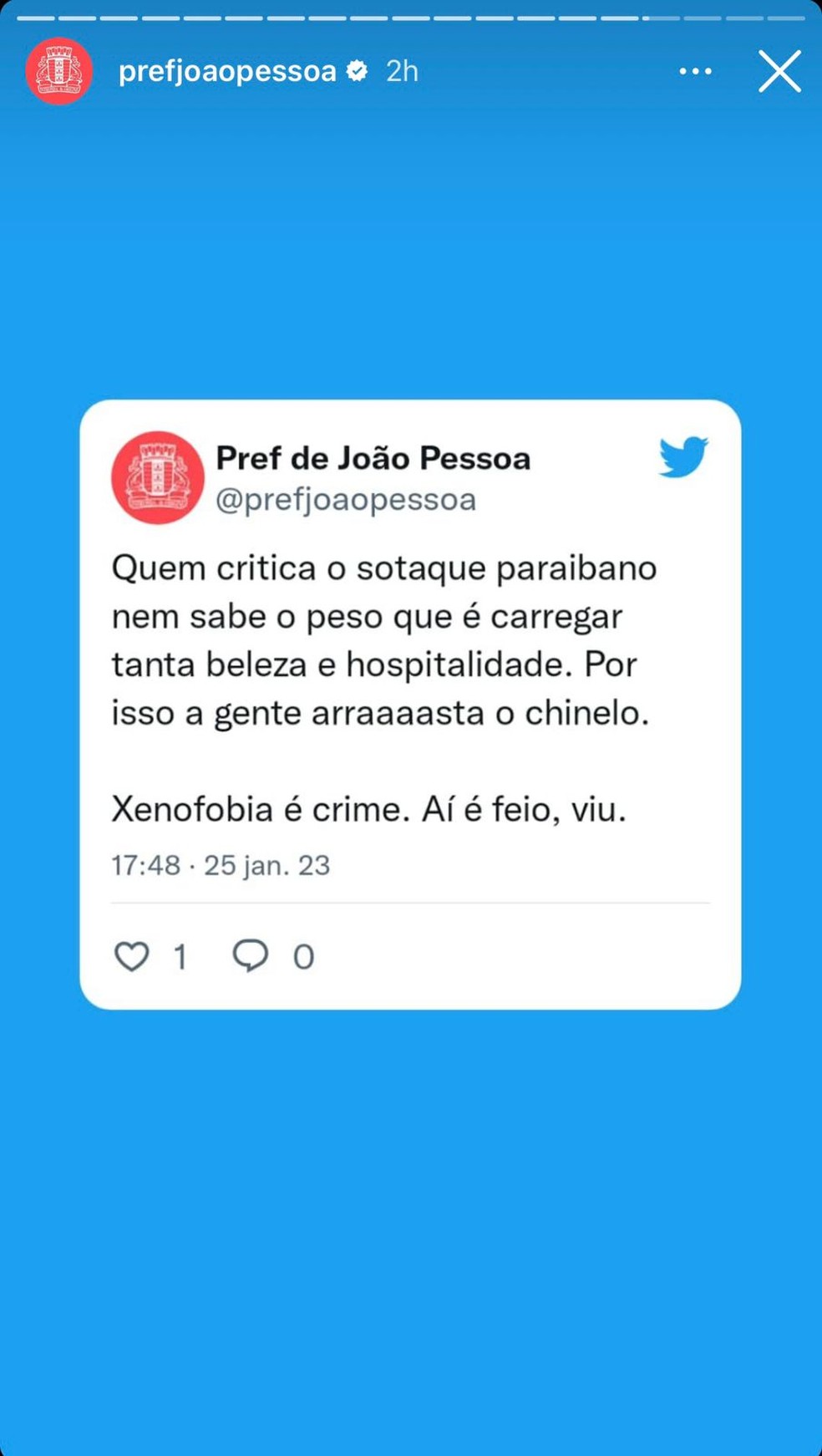 Prefeitura de João Pessoa condena declarações de Drica Borba — Foto: Reprodução / Instagram