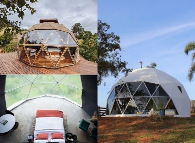 Ficar hospedado em uma cabana redonda permite - além de fotos "instagramáveis" - uma experiência bastante inusitada (Foto: Airbnb / Reprodução)