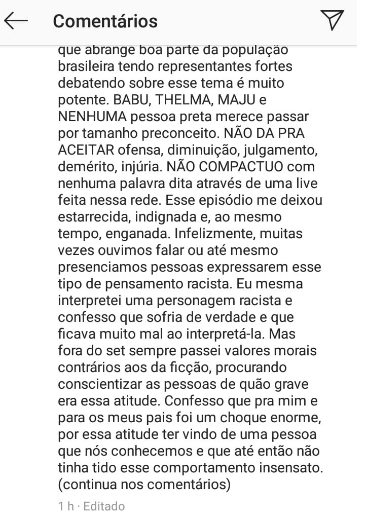 Larissa Manoela faz desabafo sobre racismo após polêmica com Rodrigo Branco (Foto: Reprodução/Instagram)