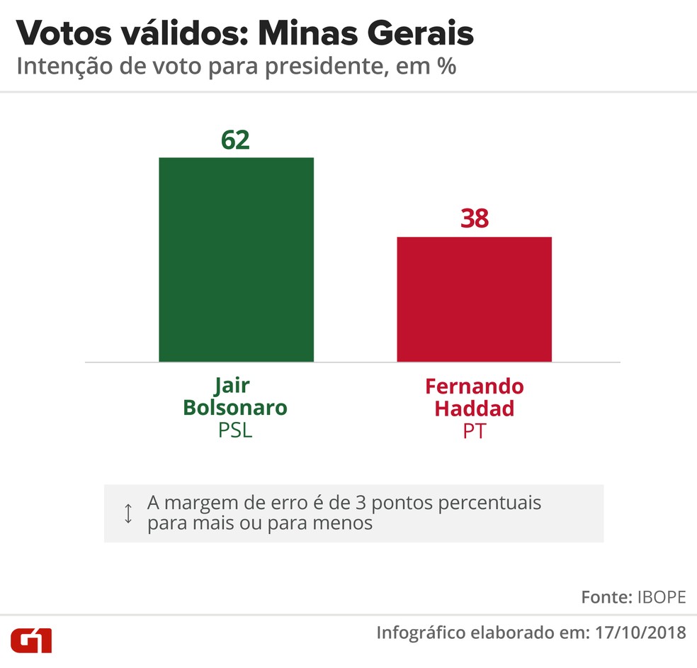 Pesquisa Ibope - 2º turno - Minas Gerais - votos válidos no estado  — Foto: Arte/G1