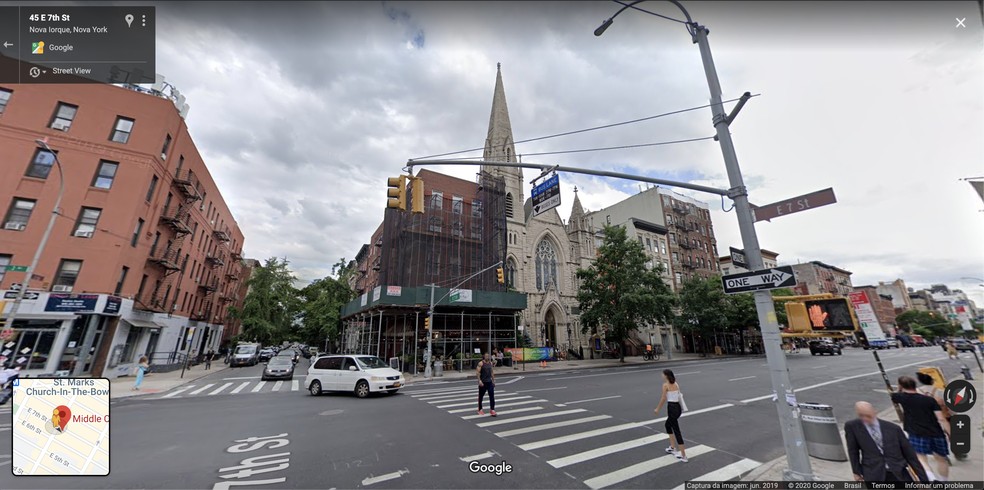 Registro de junho de 2019, feito pelo Google Maps, da Middle Collegiate Church, em East Village, Nova York, nos EUA. — Foto: Reprodução / Google Maps