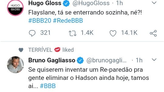 Bruno Gagliasso comenta o BBB 20 (Foto: Reprodução/Twitter)