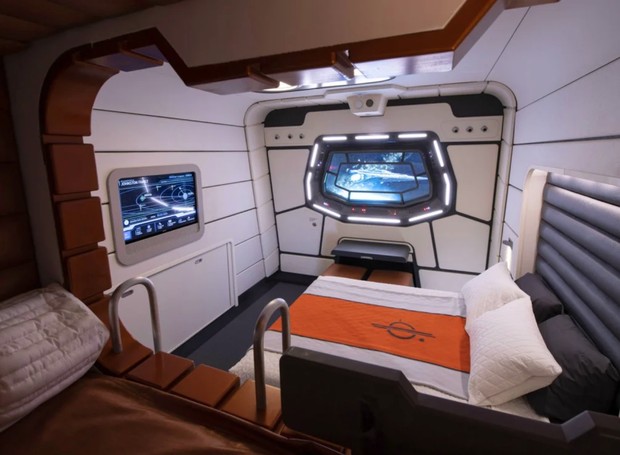 Quarto do hotel Star Wars: Galactic Starcruiser, que será aberto em Orlando, nos EUA (Foto: Divulgação / Disney)