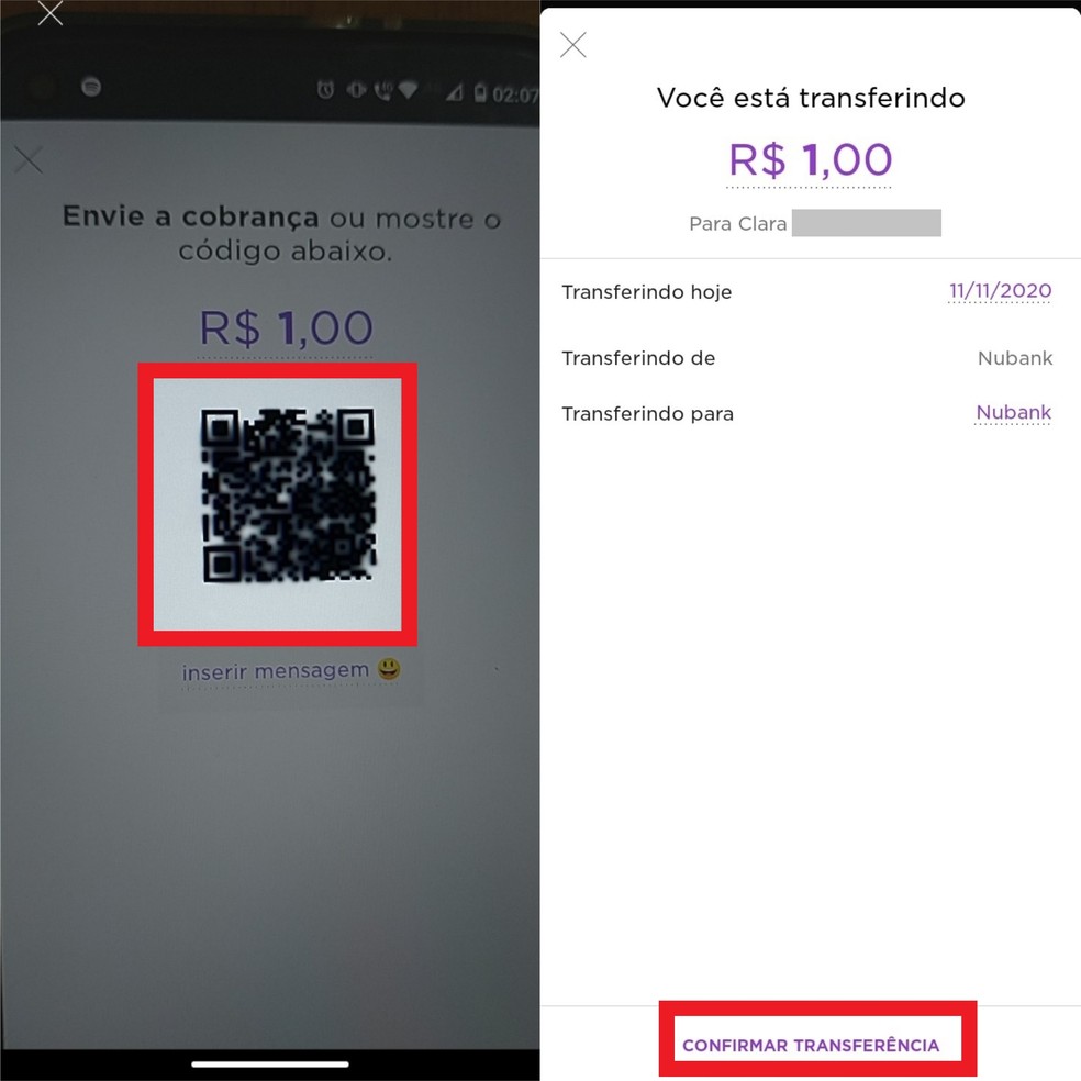 Faça a leitura do QR Code com a câmera do celular e confirme o pagamento — Foto: Reprodução/Clara Fabro