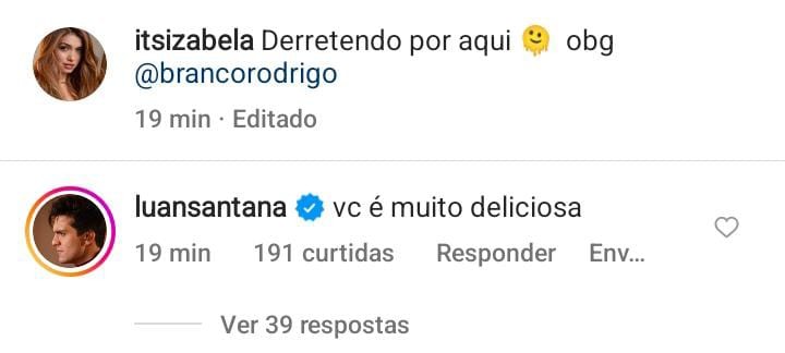 Luan Santana deixa comentário 'apimentado' para a noiva, Izabela Cunha (Foto: Reprodução / Instagram)