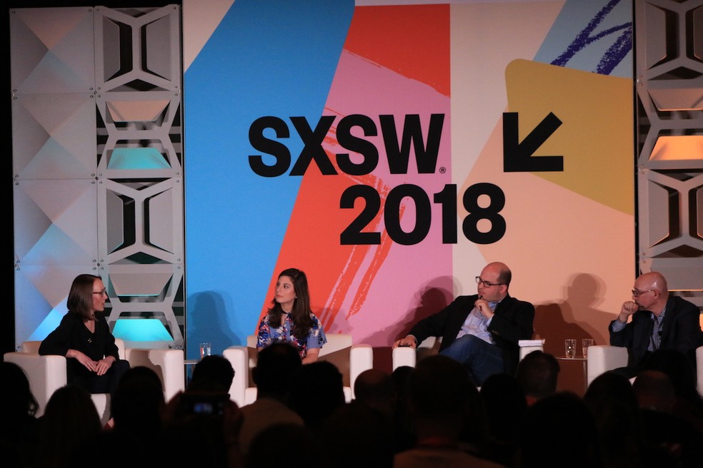 Alex Hardiman, enfrenta perguntas e olhares de desconfiança no South by Southwest (Foto: Fabricio Vitorino)