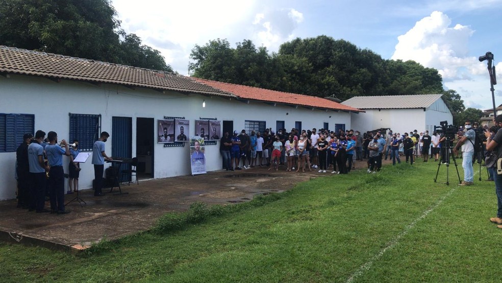 Mortos na tragédia foram homenageados no Centro de Treinamento do Palmas — Foto: Ana Paula Rehbein/TV Anhanguera