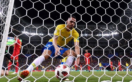 Renato Augusto. O meia entrou no segundo tempo e fez de cabeça o único gol do Brasil na eliminação para a Bélgica na Copa (Foto: Getty Images)