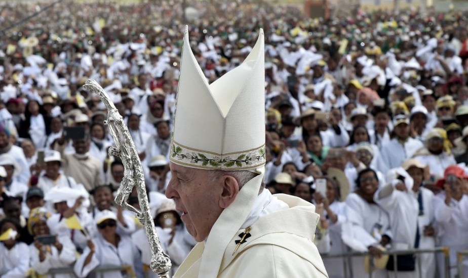 Papa Francisco durante viagem que fez a Madagascar em 2019