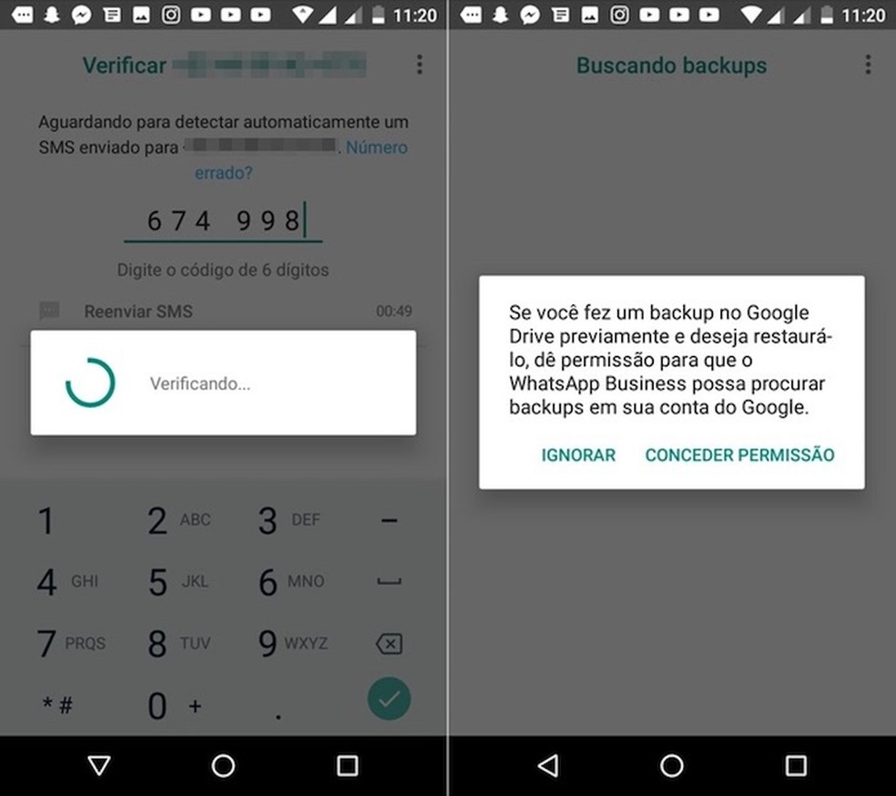 Confirme o código recebido por SMS (Foto: Reprodução/Helito Bijora)