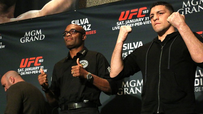 Anderson Silva e Nick Diaz, UFC 183 (Foto: Evelyn Rodrigues)