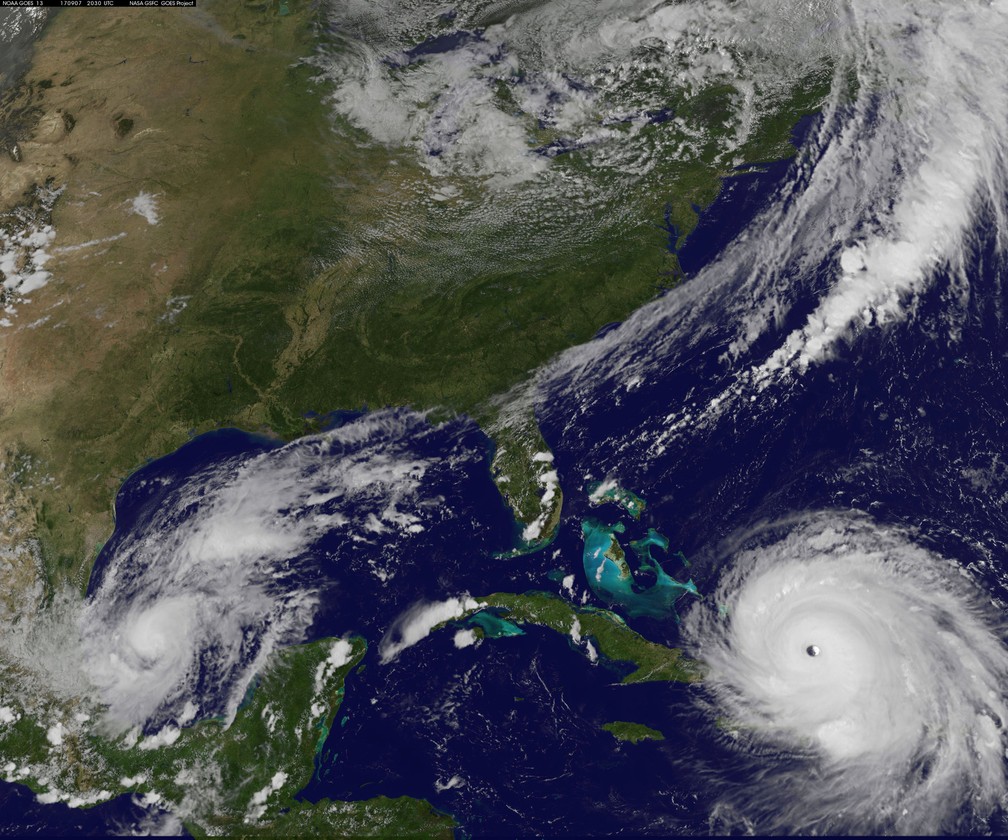Imagem de satélite mostra o furacão Irma no Oceano Atlântico (Foto: Courtesy NASA via REUTERS)