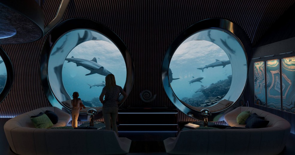 Em todos os ambientes, o Nautilus oferece uma experiência única embaixo do mar — Foto: U-Boat Worx / Reprodução