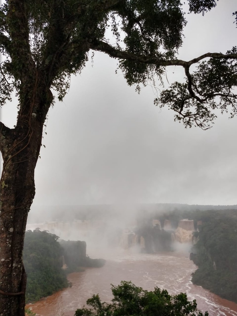 Segundo a Copel, que faz o monitoramento hidrológico do rio, a previsão é que a vazão nas Cataratas, que aumentou a partir de quinta-feira (30), diminua durante o fim de semana — Foto: Zito Terres/RPC