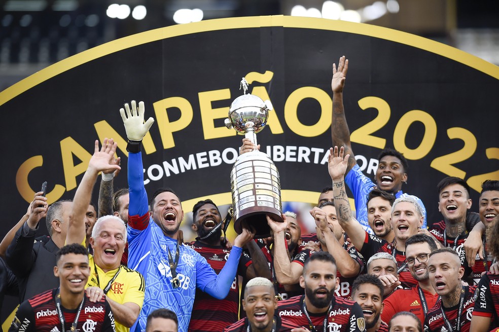 O Flamengo venceu a Libertadores da América de 2022 contra o Athlético-PR em Guayaquil — Foto: Marcelo Cortes / Flamengo