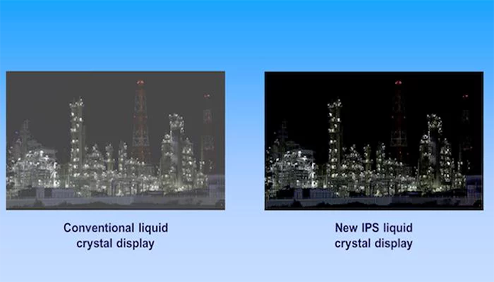 Imagem mostra a comparação dos dois tipos de LCD: à esquerda, repare nos tons escuros esmaecidos dos LCD convencionais (Foto: Divulgação/Panasonic)