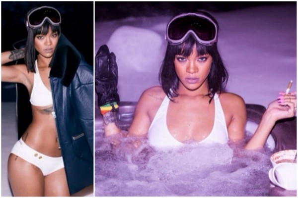 Rihanna posa de biquíni em cenário nevado. (Foto: Instagram)