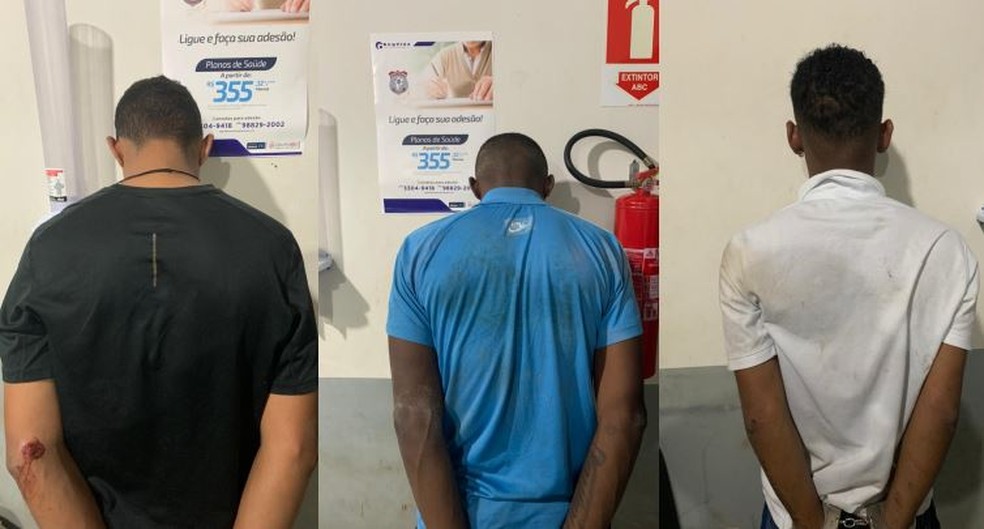 Trio é preso com carro roubado e portando arma de fogo na Grande São Luís. — Foto: Divulgação/22º BPM.