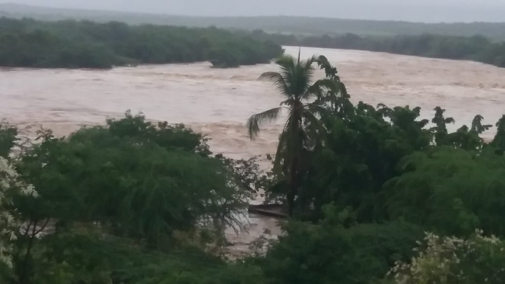 Na cidade de Mirante, o volume de chuva foi de 100 mm — Foto: Reprodução/TV Bahia