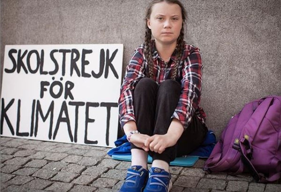 Greta Thunberg, a adolescente que comeÃ§ou um movimento global de greve escolar contra as mudanÃ§as climÃ¡ticas â Foto: ReproduÃ§Ã£o/Instagram