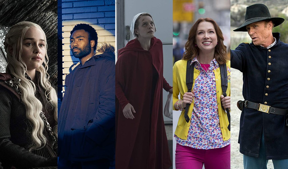 Montagem com cenas de 'Game of thrones', 'Atlanta', 'The handmaid's tale', 'Unbreakable Kimmy Schmidt' e 'Westworld' — Foto: Divulgação
