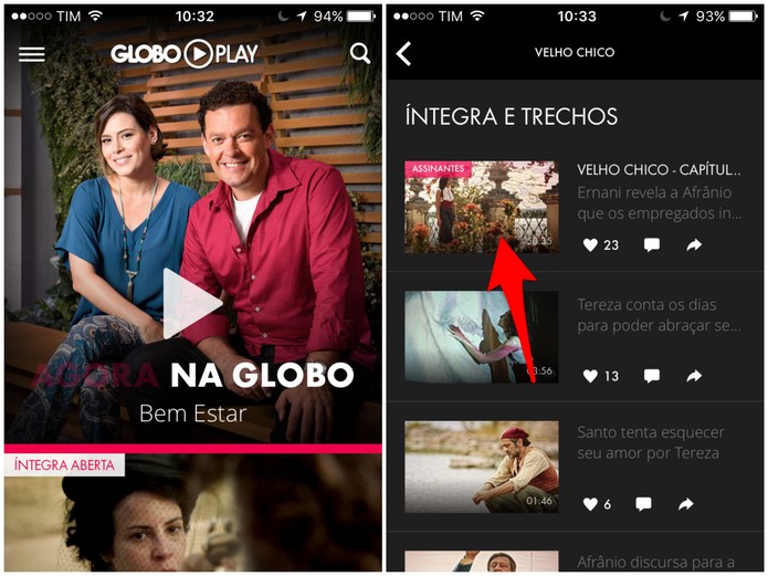 Escolha o programa que você deseja assistir no Globo Play (Foto: Reprodução/Lucas Mendes)